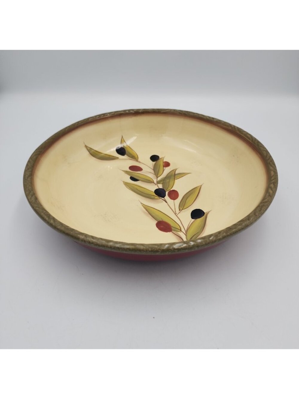 Clay Art 10" Olive Branch Serving Ceramic Dish by Stone Lite Dining Vintage